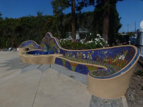 Fountain/Bench | Public Sculptures by Colette Crutcher | Jardin de Ninos Park in Redwood City