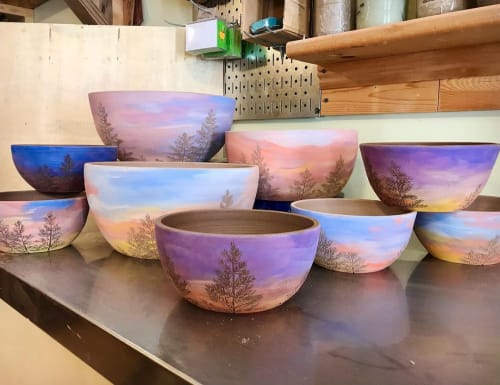 Sunsets in Mixing Bowls | Tableware by Honey Bee Hill Ceramics | Honey Bee Hill Ceramics in Rockport