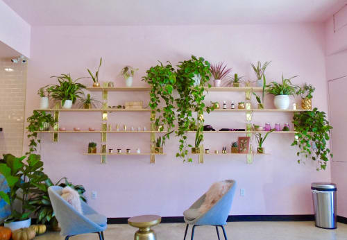 Brass Strut Shelves | Furniture by Souda | Holy Matcha in San Diego