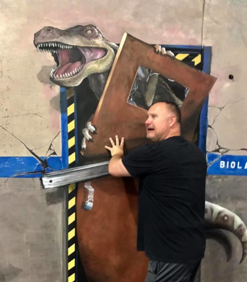 Dinosaur Mural | Murals by John Votel | Lost Worlds Adventures in Livermore