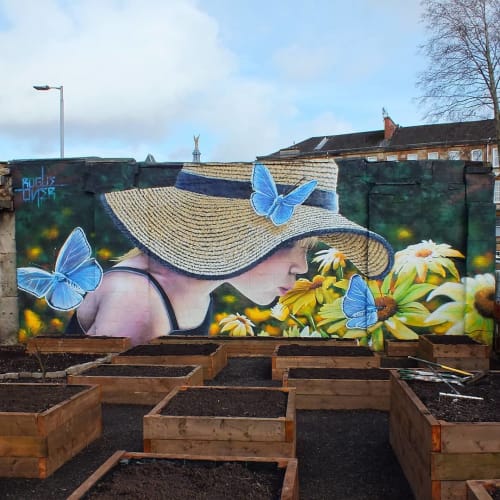 Flower Girl | Street Murals by Rogueoner | Pacitti Garden in Glasgow
