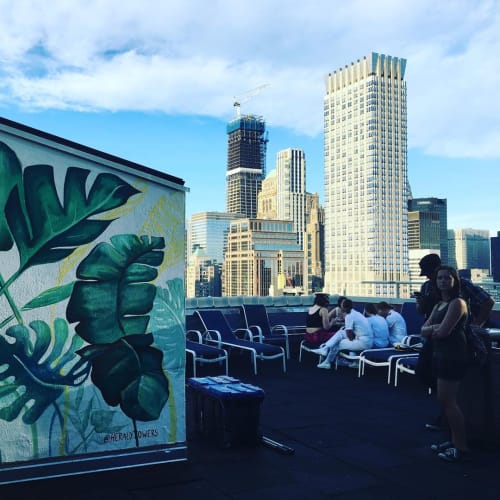 Banana Leaves Mural | Murals by Mercedes Llanos | Herald Towers in New York