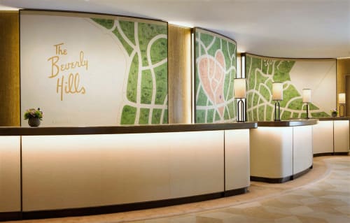 The Beverly Hills Hotel Reception Paintings | Murals by Baron Paris Studio | The Beverly Hills Hotel in Beverly Hills