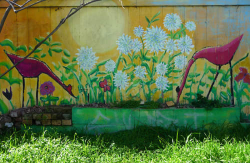 Flamingos and Flowers | Street Murals by Carrie Nardello | 17th Street, Mission District in San Francisco