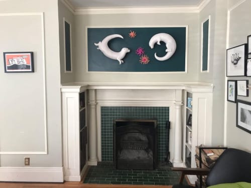 Otters and Plastic Corals Wall Sculptures | Wall Hangings by Bethany Krull