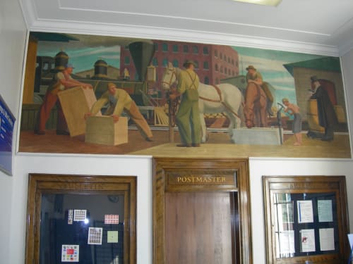 Early Commerce in the Erie Canal Region | Murals by Arthur Getz | United States Postal Service, Lancaster, New York in Lancaster