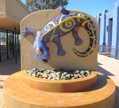 Lizzie - Mosaic Lizard Sculpture | Public Sculptures by Rachel Rodi | Sylmar Square Shopping Center, Sylmar, Los Angeles, CA in Los Angeles