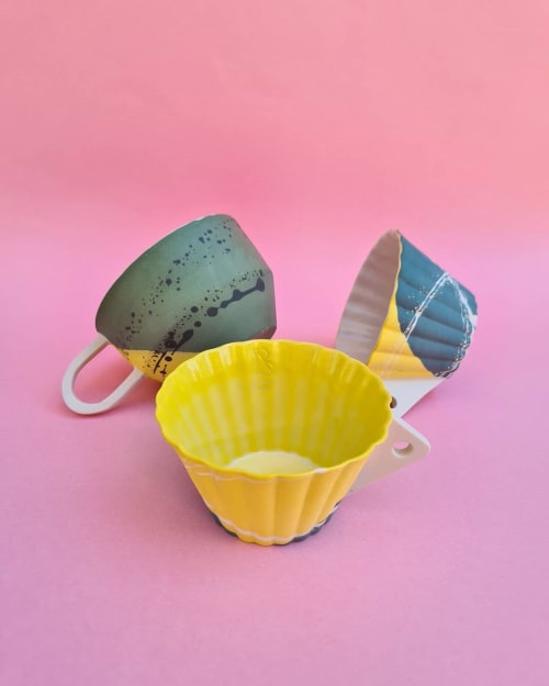Umbrella Half Moon Ceramic Mugs | Cups by BasicartPorcelain
