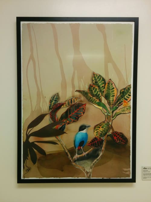 Azure-breasted Pitta | Paintings by David Tomb | Zuckerberg San Francisco General Hospital and Trauma Center in San Francisco
