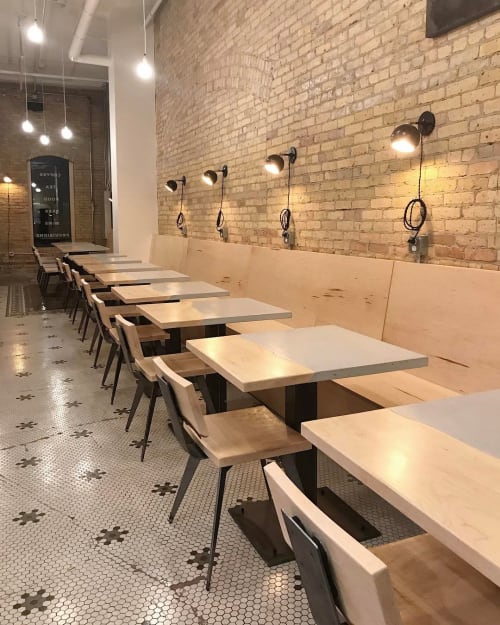 Custom Maple v Concrete Tables | Tables by Concrete Pig | Northern Coffeeworks in Minneapolis