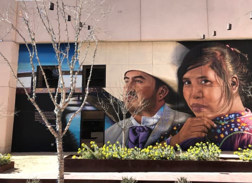 "Fronterizos" (Border People) | Murals by Jesus "CIMI" Alvarado | El Paso Museum of Art in El Paso