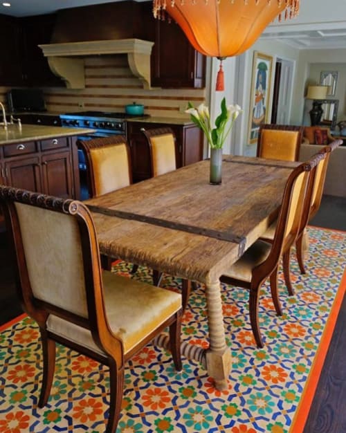 Custom Painted Rug By Londubh Studio Seen At Private Residence