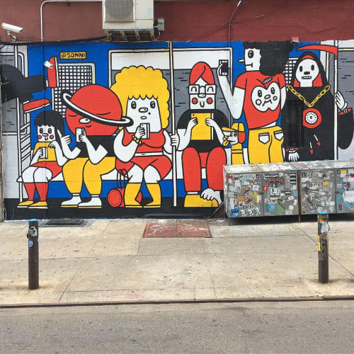 Subway Scene Mural | Murals by Sonni | Kiki's in New York