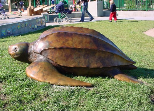 Bronze Leatherback Turtle at Moscone Park | Sculptures by Johnathan Roberson Beery | Moscone Recreation Center in San Francisco