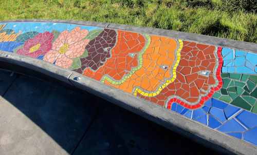 Hilltop Mosaic Bench | Public Mosaics by Rachel Rodi