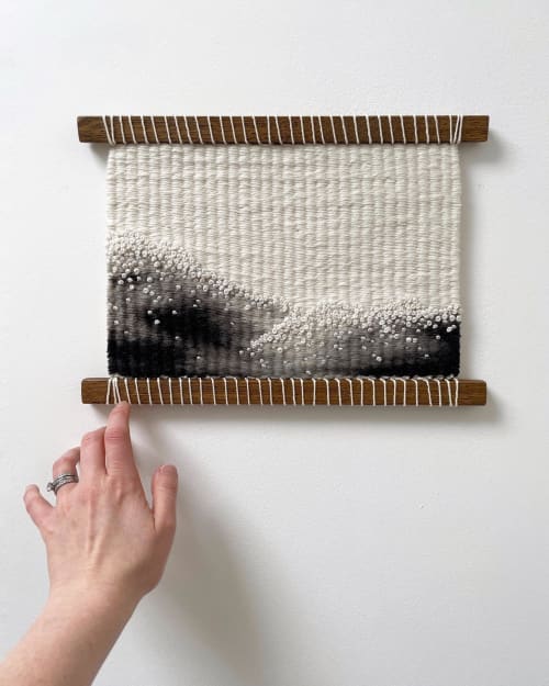 MADE TO ORDER Medium Black & White Wave Panel on Oak | Wall Hangings by Elle Collins