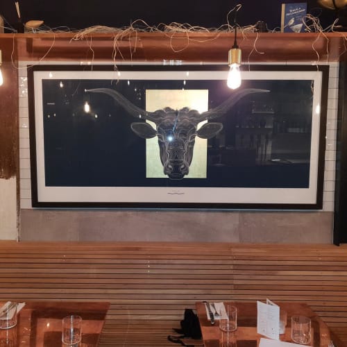 1:1 Scale Cow Drawing | Paintings by WillMake(s)Things | Boxcar Butcher & Grill in London