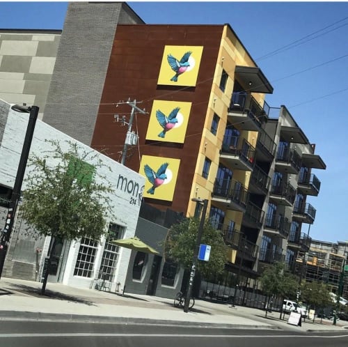 Three Birds in Flight Mural | Street Murals by Lauren Lee Fine Art | ILuminate Apartments in Phoenix