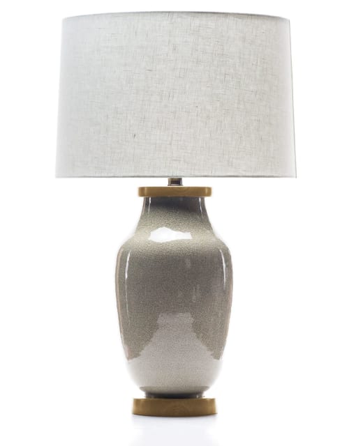 Lagom Porcelain Lamp in Oyster Gray Crackle | Table Lamp in Lamps by Lawrence & Scott | Lawrence & Scott in Seattle