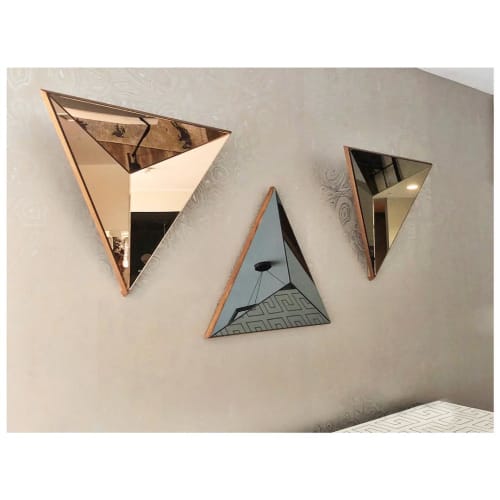 Peach, Gray and Bronze Volume Mirror Single | Decorative Objects by Robert Sukrachand | Park Francis in Jersey City