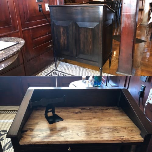 Reception Desk | Tables by Wain Green Wood | Hank's Seafood Restaurant in Charleston