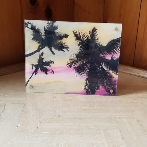 Desktop Palm Trees $250 | Oil And Acrylic Painting in Paintings by Cara Enteles Studio