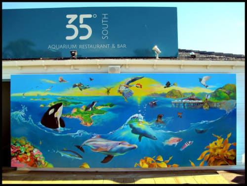 Sea Mural | Murals by Darina Denali | 35 Degrees South Aquarium Restaurant & Bar in Paihia
