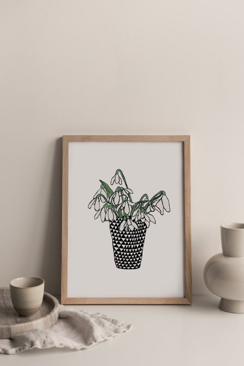 Snowdrop Flower Print, Botanical Art, Floral Drawing | Wall Hangings by Carissa Tanton