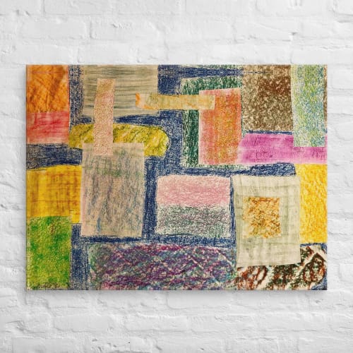 Canvas Print - The Hearth Quilt - Folk Abstract Patchwork | Work by Eman's Gallery