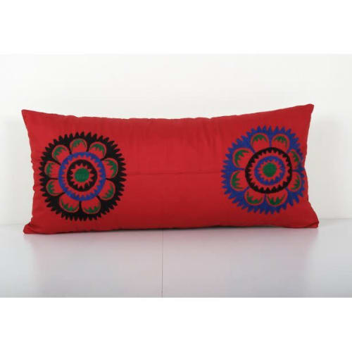 Tashkent Suzani Red Bedding Pillow Case Made from a 19th Cen | Pillows by Vintage Pillows Store