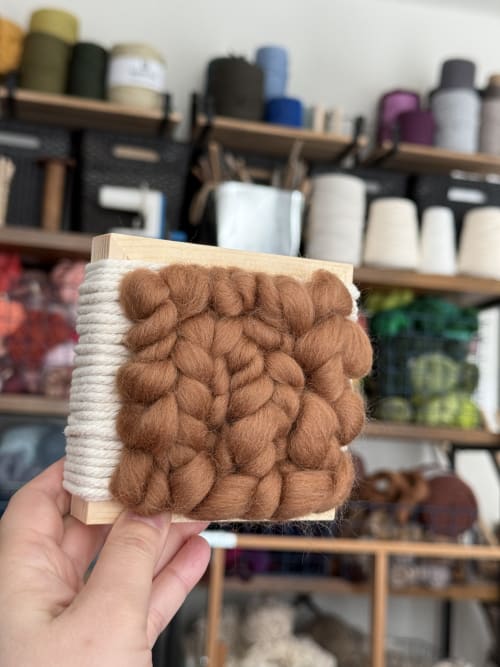Mini Woven Tile - Neutrals No. 4 | Wall Sculpture in Wall Hangings by Mpwovenn Fiber Art by Mindy Pantuso