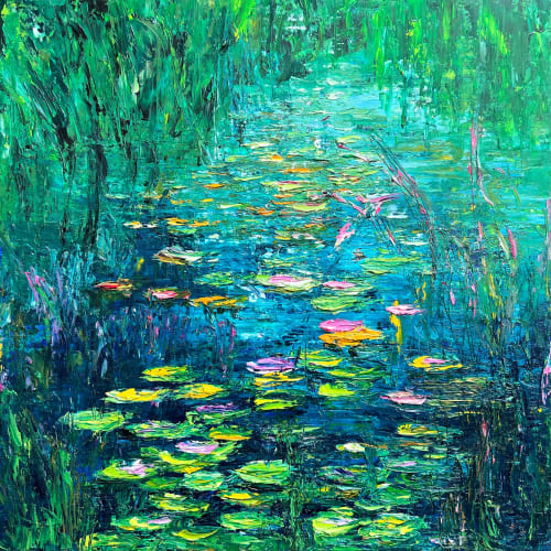 Nénuphars | Oil And Acrylic Painting in Paintings by Checa Art