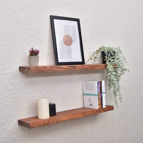 Mango Antique Floating Shelves, Floating Book Shelves | Ledge in Storage by Picwoodwork