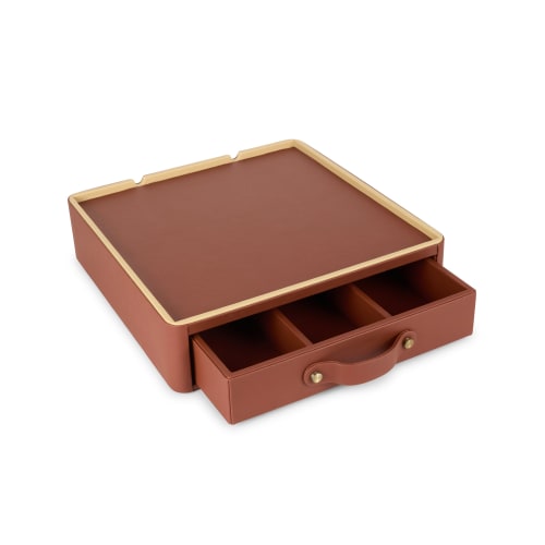 Cognac Leather Tea & Coffee Box | Decorative Objects by Rikan