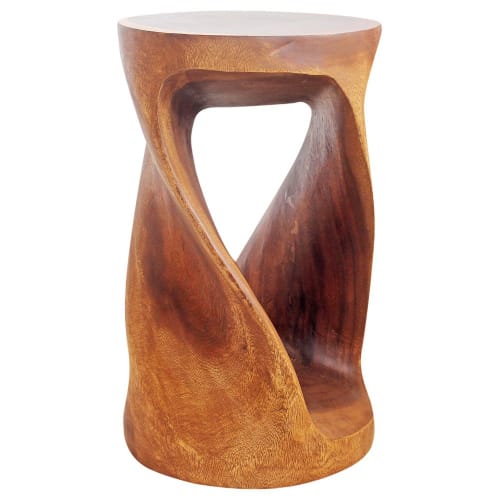 Haussmann® Round Wood Twist Accent Table 14 in DIA x 23 | Tables by Haussmann®