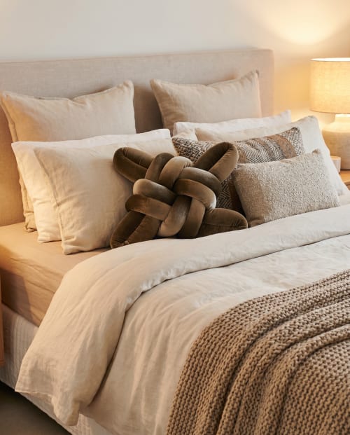 Truffle Velvet Knot Pillow | Pillows by Knots Studio