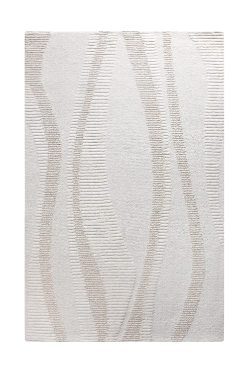 Ivory Beige Wool Viscose Rug, Handmade Neutral Area Rug, Scandinavian Minimalist Carpet Decor | Rugs by Swiflo