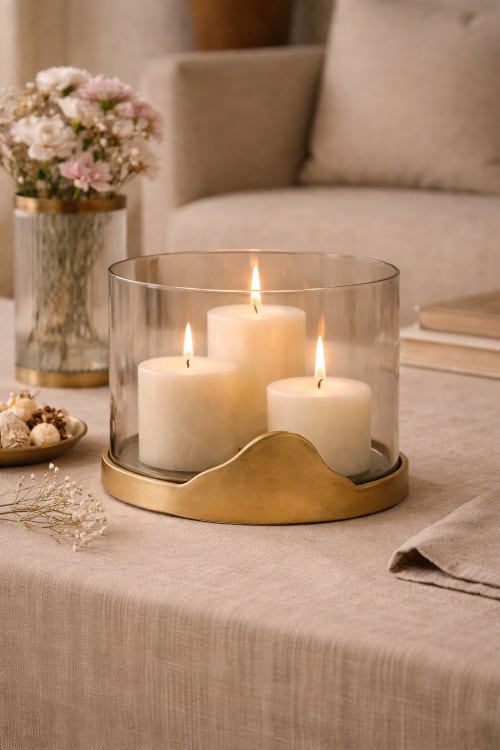Cove Cloche Candle Holder — Antique Brass Finish | Decorative Objects by Raíz Studio