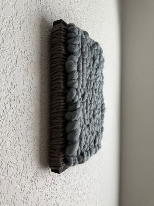 Woven Tile 9x12 - Fluff - Grey and Grey | Wall Sculpture in Wall Hangings by Mpwovenn Fiber Art by Mindy Pantuso