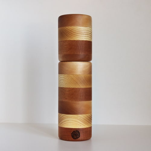 Wooden pepper mill - cherry(birch)/oak/ash - 9'' (Price taxe | Vessels & Containers by Slice of wood / Tranche de bois