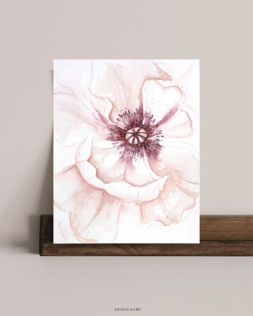 Oriental Poppies 02 original watercolor | Paintings by Angele K