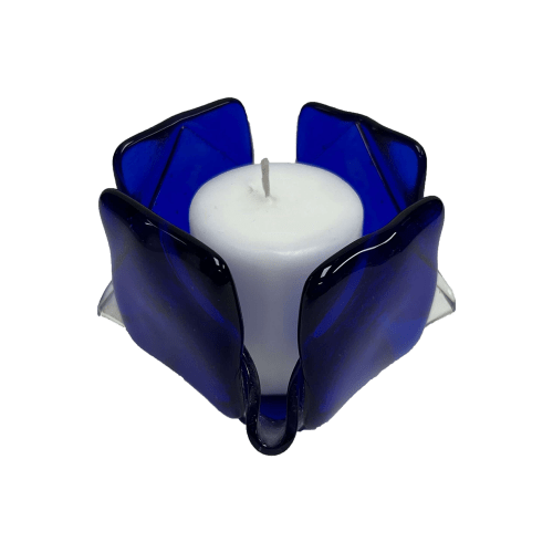 Transparent Blue Glass Candleholder | Candle Holder in Decorative Objects by Sand & Iron