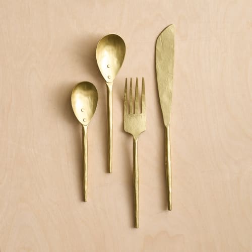 Forge Brass Flatware - Set of 4 | Utensils by The Collective