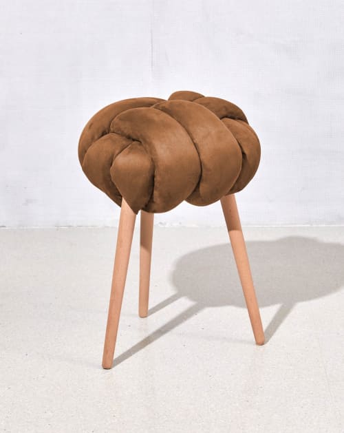 Chocolate Brown Vegan suede Knot Stool | Chairs by Knots Studio