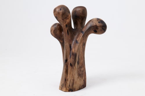 Still Stand Abstract Wood Sculpture, Chainsaw Carved, Walnut | Sculptures by Logniture