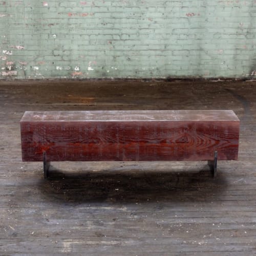 Razor Base Beam Bench Mahogany Color | Reclaimed Wood IN-STO | Benches & Ottomans by Alabama Sawyer