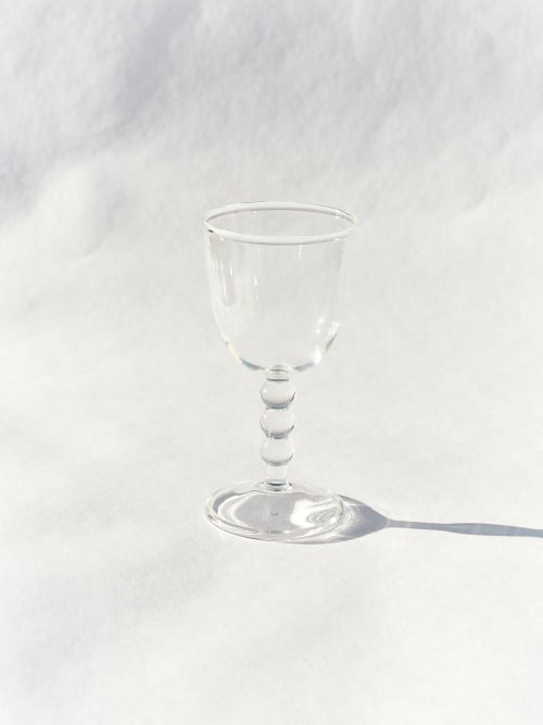 Hand Blown Circle Stem Wine Glass in Clear | Drinkware by Barton Croft