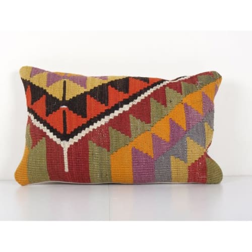 Turkish Colorful Bed Pillow Cover, Anatolian Kilim Cushion C | Pillows by Vintage Pillows Store