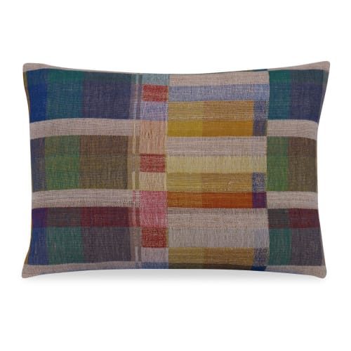 Vista Wool & Silk Patchwork Lumbar Pillow | Pillows by Kevin Francis Design