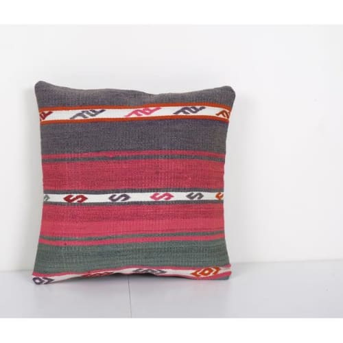 Vintage Turkish Handmade Striped Kilim Cushion, Flat-Weave K | Pillows by Vintage Pillows Store